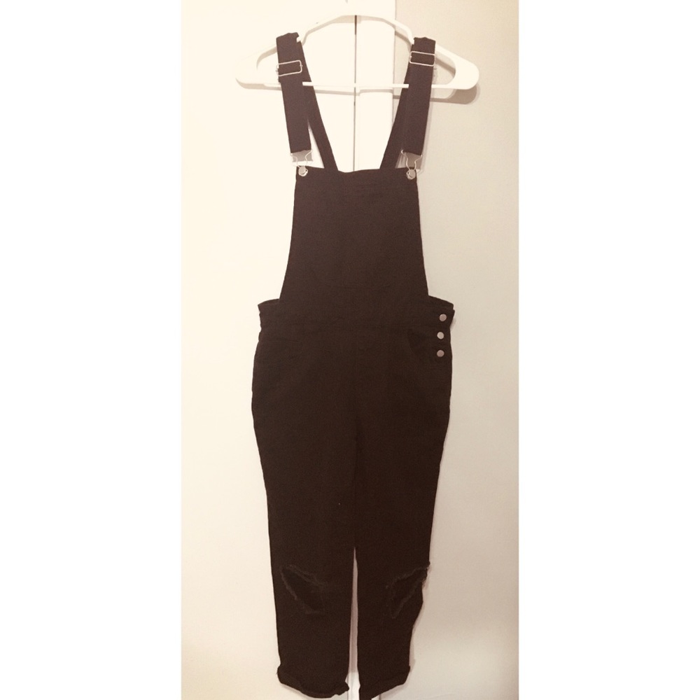 Forever21 distressed Jean overalls